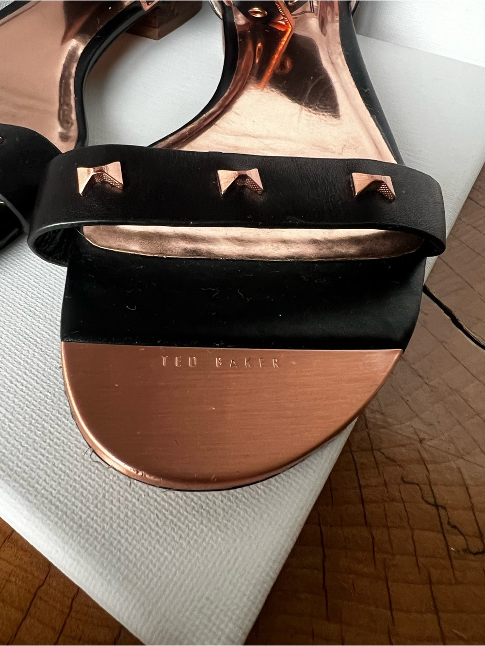 Ted Baker Women's Black & Rose Toned Sandals with Buckle Strap - Size 39.5 EU - Picture 2 of 11